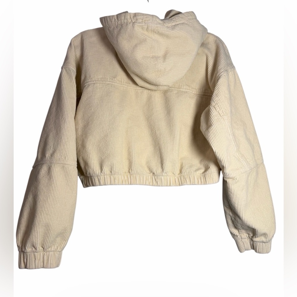 BDG ⭐️ Urban Outfitters Cream Corduroy Cropped Zip Hoodie Jacket Size Small ✨ - Picture 5 of 10
